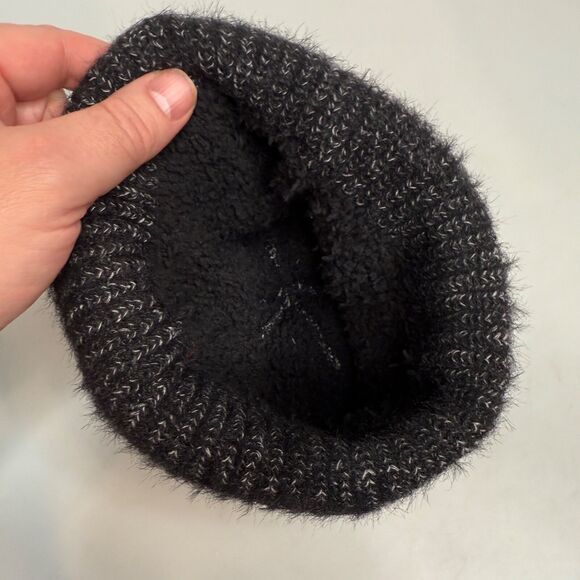 The North Face Heather Gray Wool Blend Beanie with Brown Logo and Fleece Lined- - Picture 7 of 16